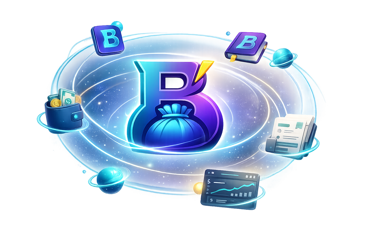 Bluprint to Bagz™ ecosystem featuring the upcoming app, book, digital wallet, guides, and money clarity tools.
